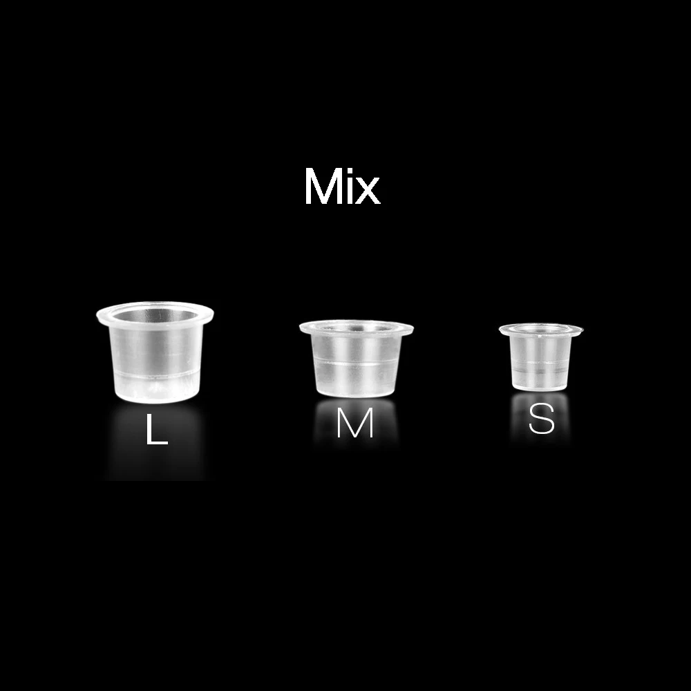 Mix 50Pcs Plastic Disposable Tattoo Ink Cups For Permanent Tattoo Makeup Makeup Pigment Container Caps Disposable Accessories - Цвет: Mix
