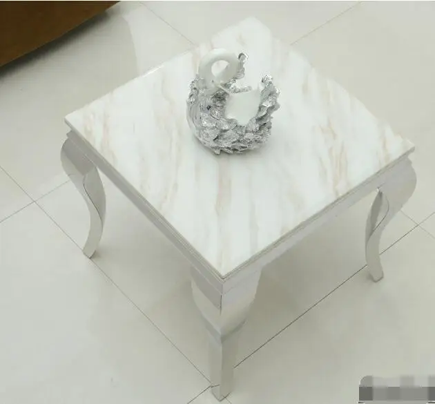 Мрамор. Маленький чайный столик из нержавеющей стали журнальный столик|coffee