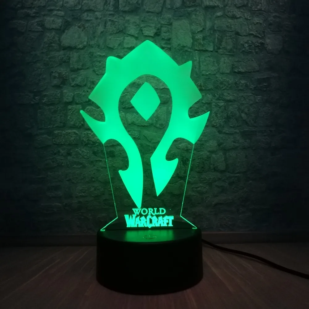 Новый 3D лампа игры WOW World of Warcraft Племенной знаки 7 Цвет изменить Стол СВЕТОДИОДНЫЙ