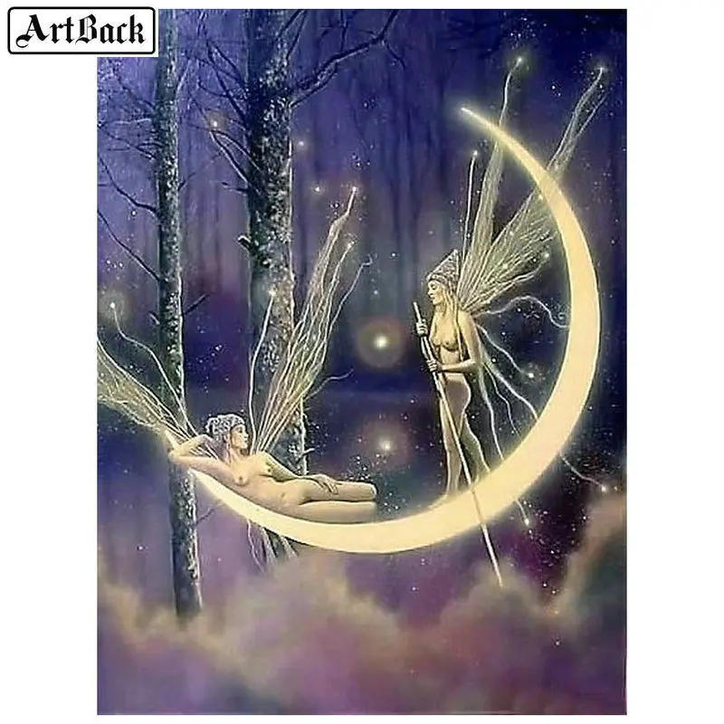 5d алмазная живопись сделай сам эльф Луна дерево пейзаж полная выкладка набор для