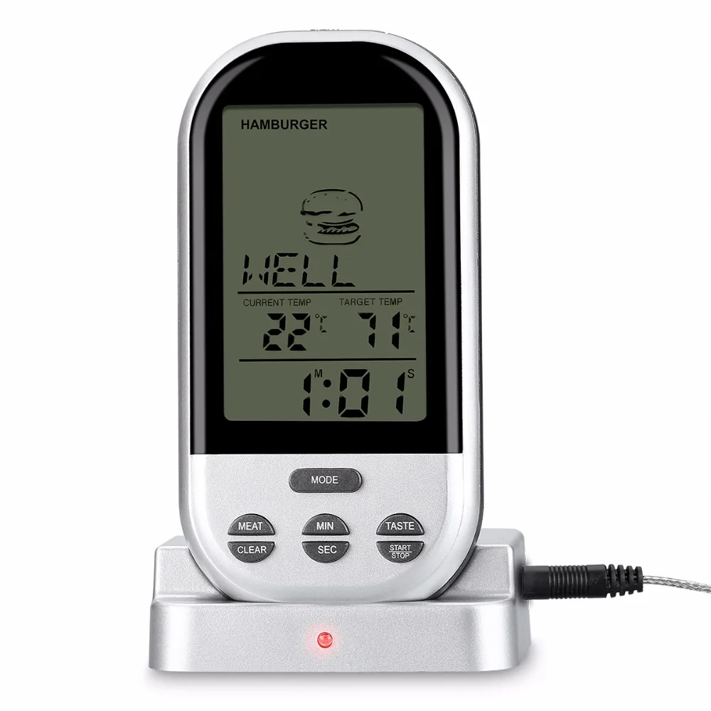 Wireless Food Cooking Thermometer LCD Barbecue Timer Digital Probe Meat BBQ Temperature Gauge Kitchen Tools | Дом и сад