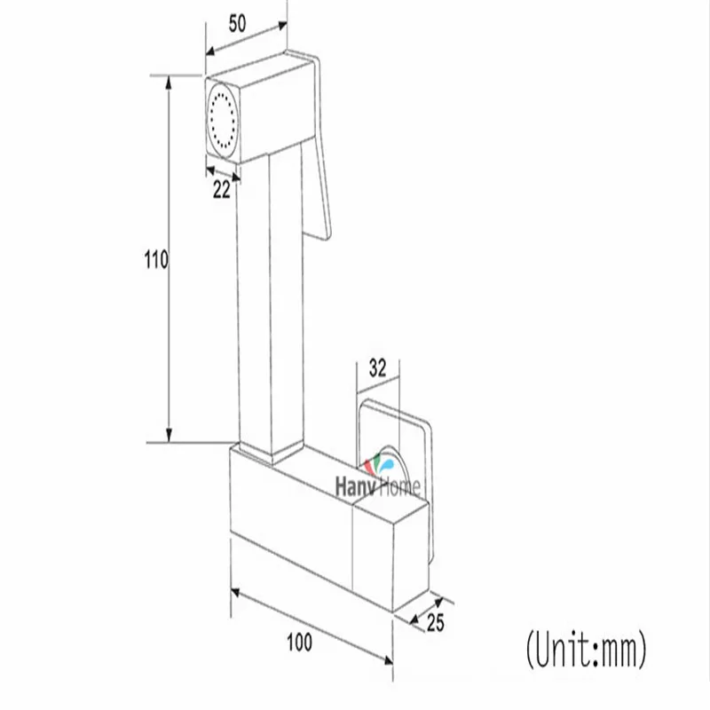 wall mounted Brass Toilet Bidet Spray Square Shattaf Anal Shower ass cleaning douche Kit handheld Sprayer sanitary ware 02-091A |