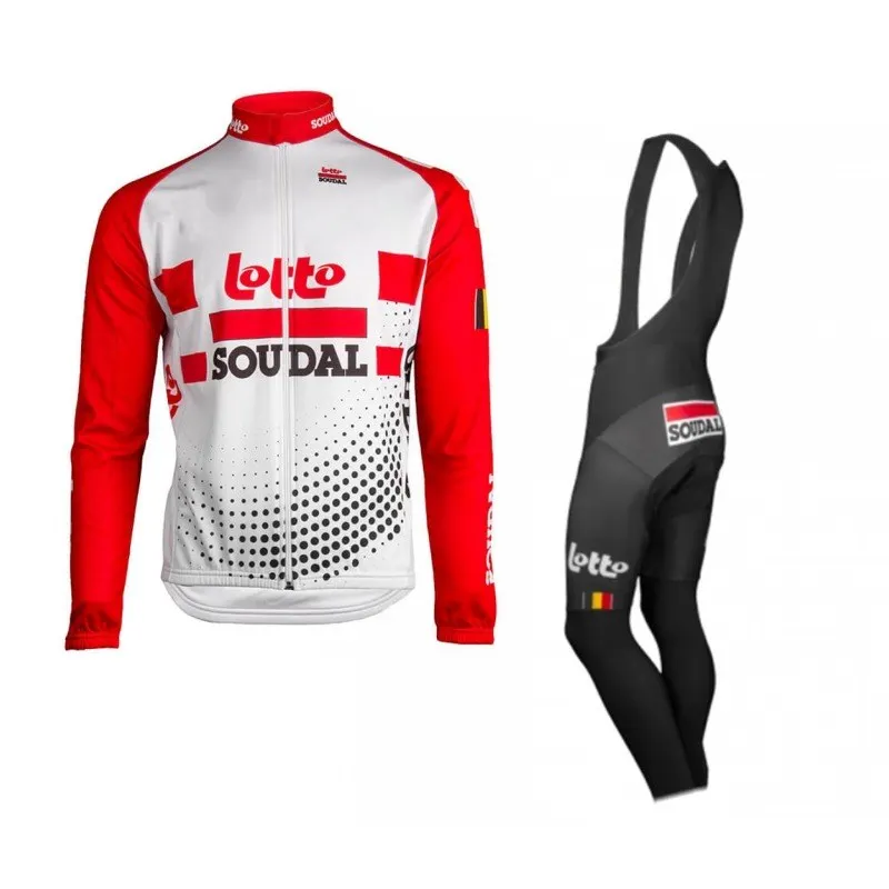 bib fleece set pro team soudal зимняя флисовая красная велосипедная майка, Мужская теплая велосипедная ткань MTB Ropa Ciclismo, велосипедный Майо, гелевая подкладка - Цвет: bib fleece set