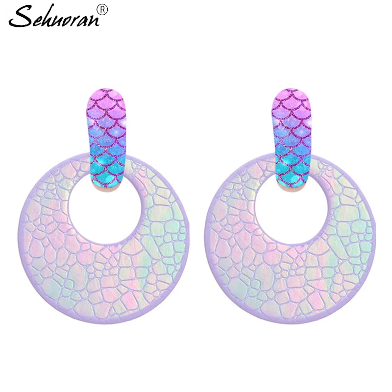 Sehuoran Oorbellen Brincos Mujer Moda 2018 Dop серьги для женщин круглые кожаные Роскошные модные