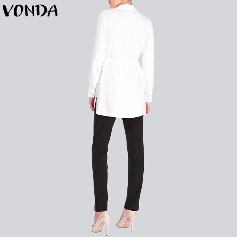 VONDA, для беременных, женские белые рубашки, осень, v-образный вырез, длинный рукав, блузка, повседневная, свободного размера плюс, топы для беременных, Blusas Femininas
