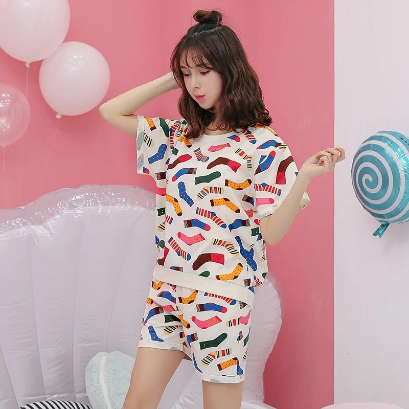 Новинка 2019 летний комплект из 2 предметов женские пижамы с коротким рукавом