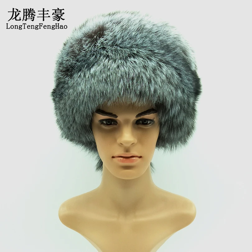 Men Real Raccoon Fur Cap Genuine Fox Fur Hat Fashion Warm Ear Caps 100% Natural Real Fur Bomber Hats Winter With Two Braid