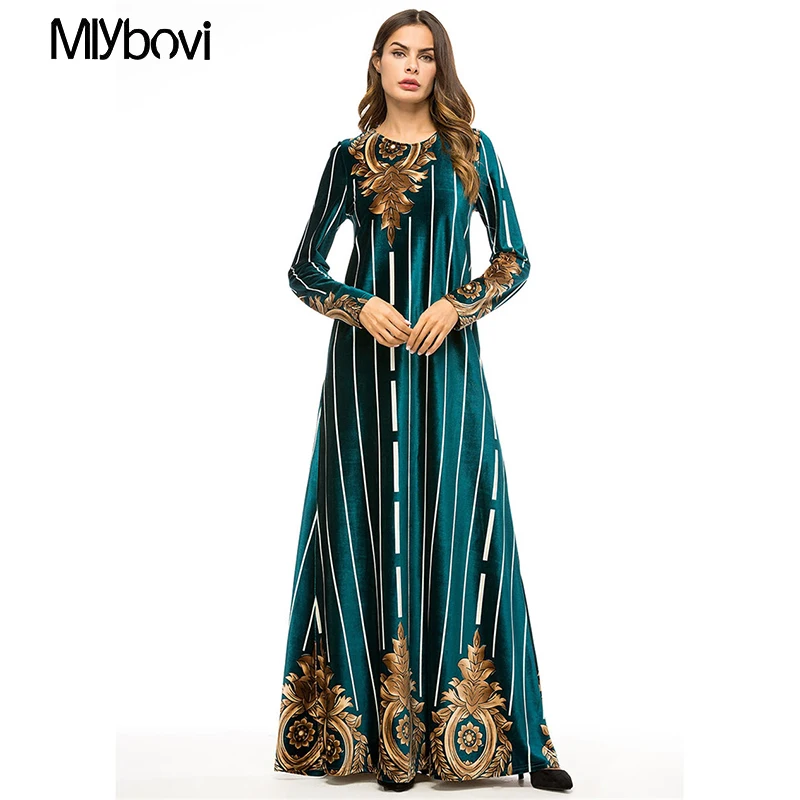 Vestido женское платье кафтан арабский абайя Дубай бархатное мусульманское с