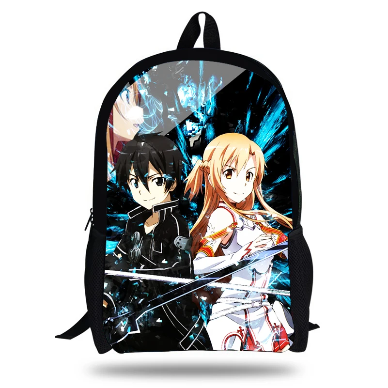 Печатные рюкзаки Anime Sword Art Online для девочек большой вместимости Рюкзак для студента Mochila Школьный рюкзак для детей Рюкзак.