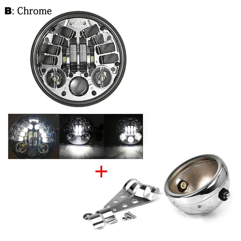 (B)Chrome 1set 5 3/4 дюймовые фары 5,7" мотоциклетные фары корпус DRL сигнал поворота 5,75 дюймов проектор светодиодный фары для Harley - Цвет: (B)Chrome 1set