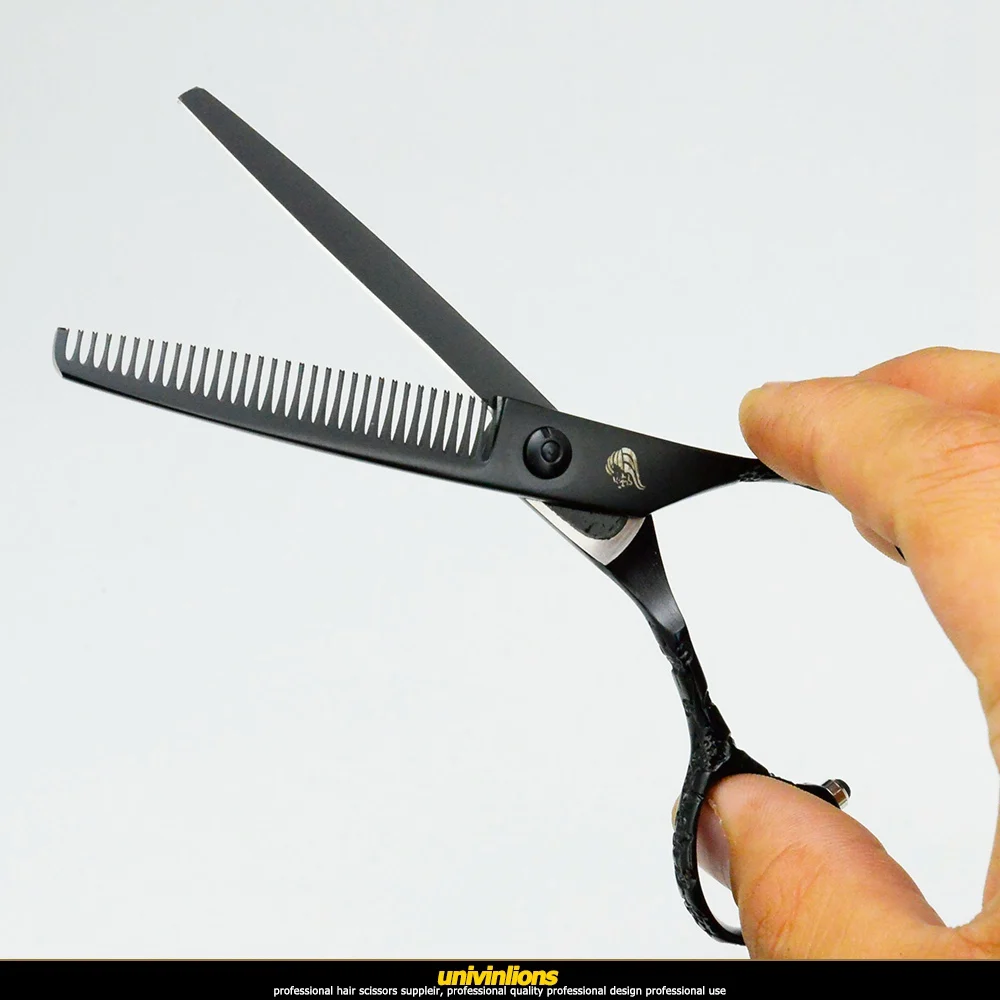 Univinlions 6 дюймов черные Выгравированные ножницы для волос парикмахерские