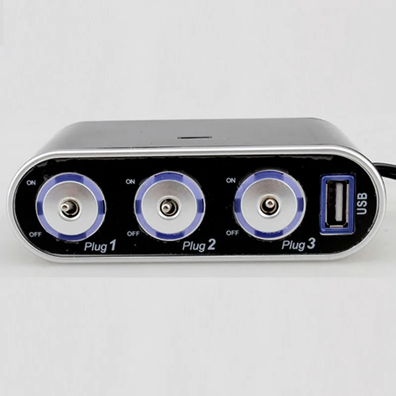 Горячая USB 3 полосная розетка для автомобильного прикуривателя Разветвитель
