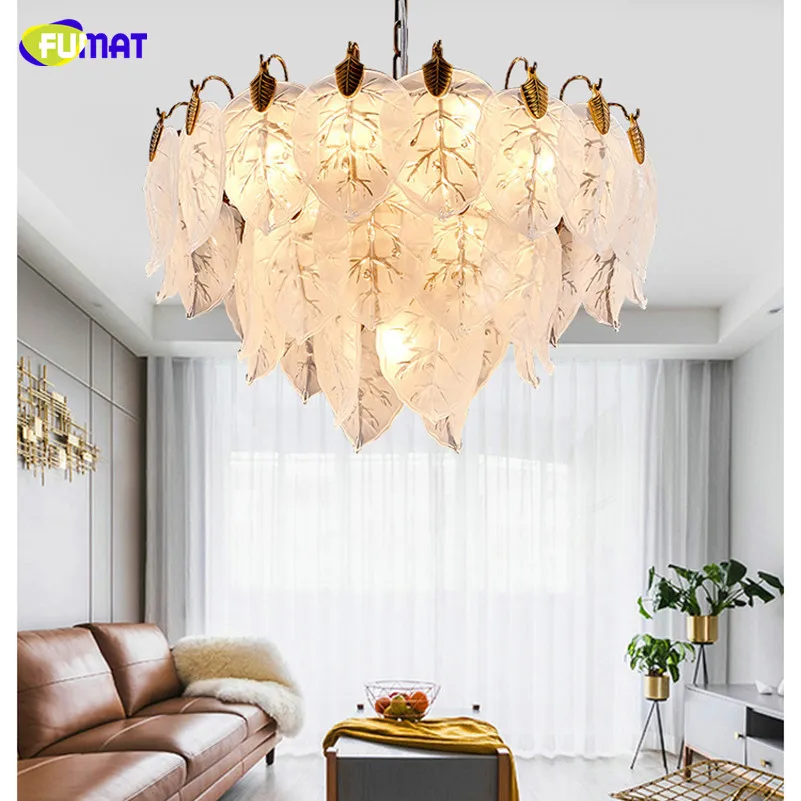 

FUMAT Nordic Style Leaves Art Design K9 Crystal Stainess Steel LED Pendant Lighting Luxury Lustres Glass Crystal Lamp For Foyer