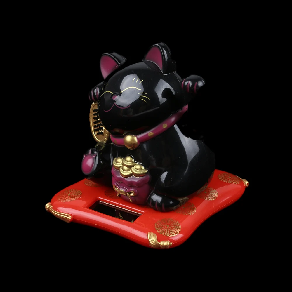 Maneki Neko черный/белый на солнечных батареях радушный Кот удача для дома автомобиля