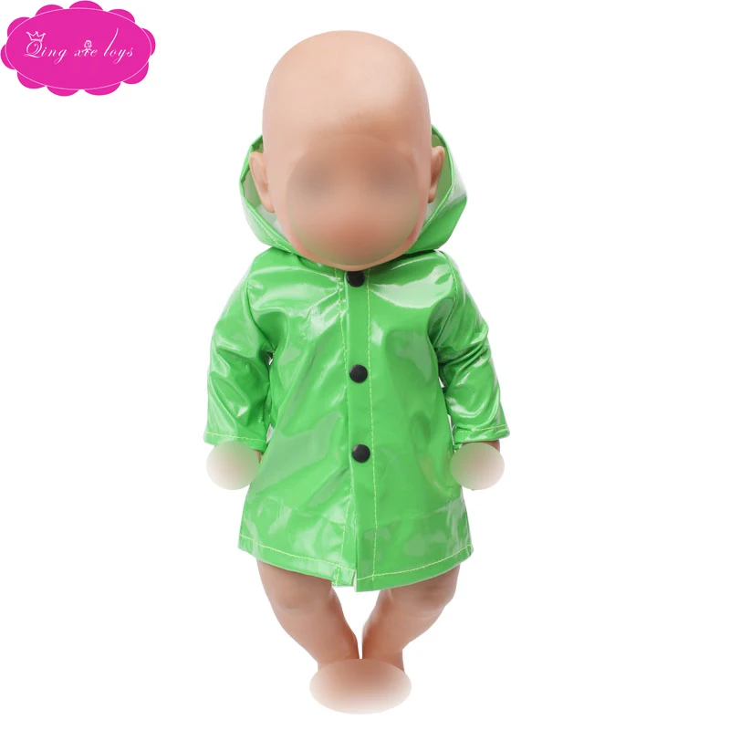 43 см детская Одежда для кукол Качественный Зеленый водонепроницаемый плащ
