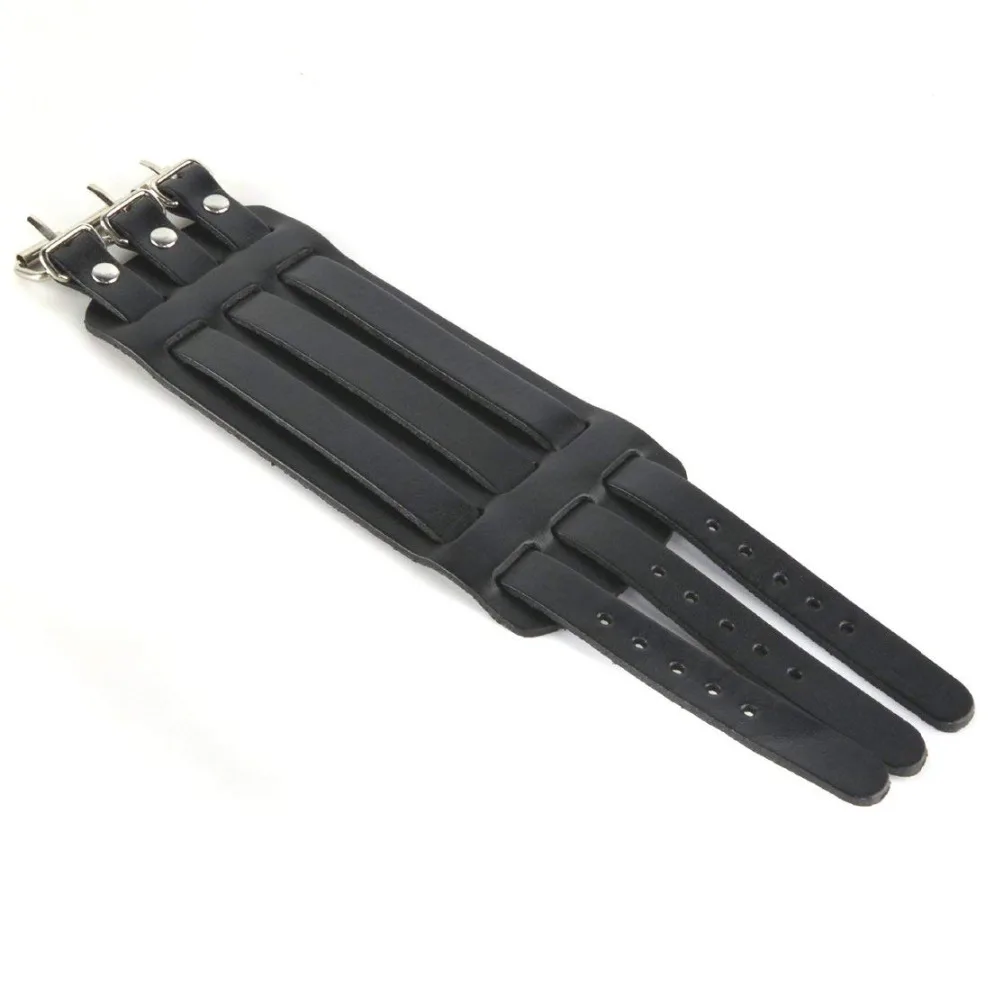 HZMAN Mens Leather Wide Triple Strap Cuff Wrap Gauntlet Wristband Buckle Fastening Arm Armor | Украшения и аксессуары