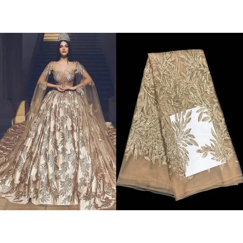 2019 высокое качество с цветочным узором кружевная африканская ткань блестками из