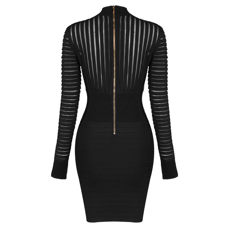 

2019 New Women black v neck long sleeve Bodycon Celebrity evening Party vestidos Bandage dresses wholesale