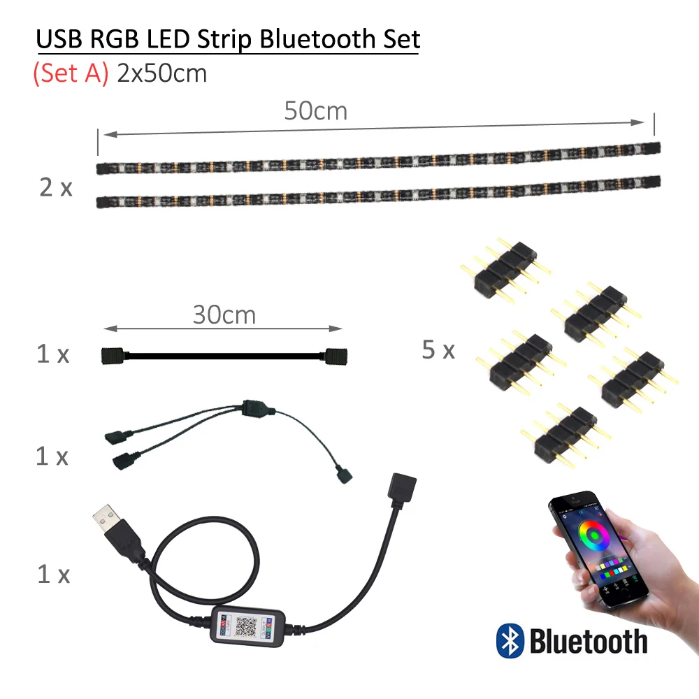 USB Светодиодные ленты Bluetooth 5V Тира (RGB) светодиодная лента SMD 5050 гибкая ТВ