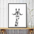 Жираф сафари настенный художественный холст постер принт зоопарк Декор забавное животное черно-белая фотография картина украшение для детской