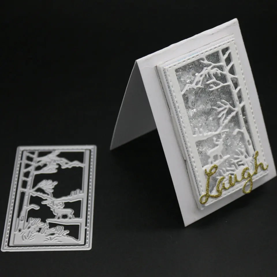 Зимние лесные олени металлические режущие штампы трафаретное тиснение для