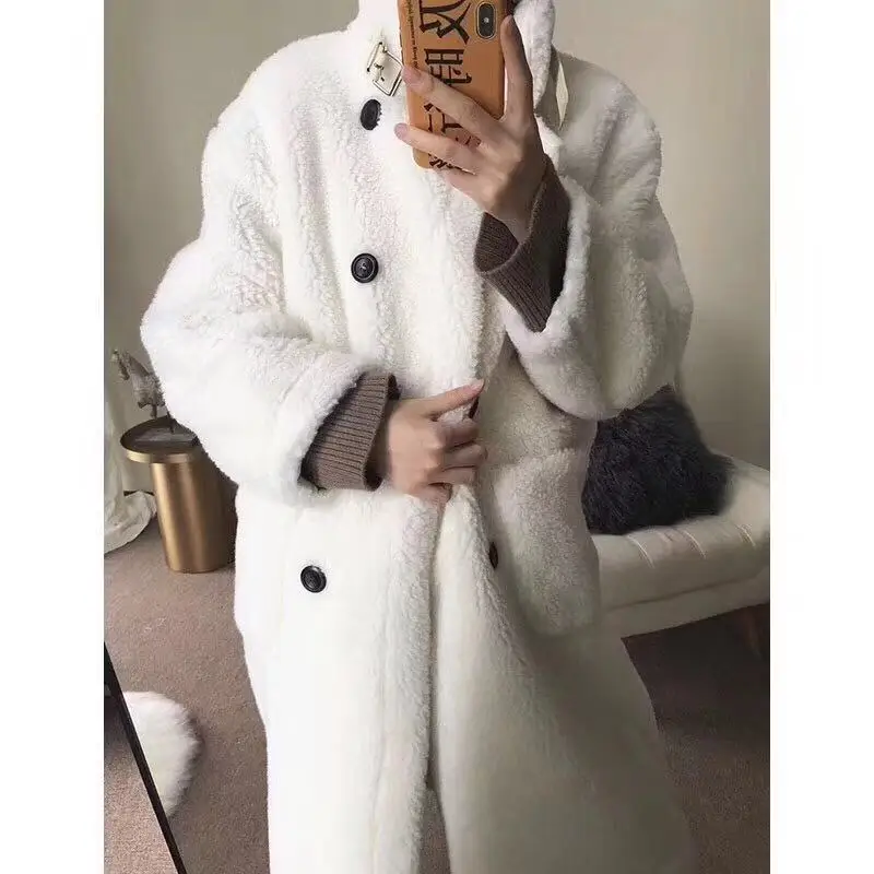 Новый для женщин плюшевый куртка зимняя abrigos mujer invierno белый длинное пальто |
