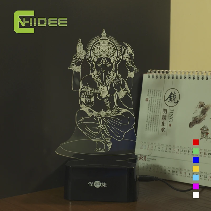 7 цветов USB 3D ночник для Индии лорд Ганеша LED RGB сенсорный Настольная лампа