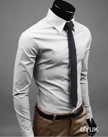 gray 2019Men рубашка с длинным рукавом модные мужские Повседневное рубашки хлопок сплошной Цвет Бизнес Slim Fit социальные Camisas Masculina RD464 - Цвет: gray