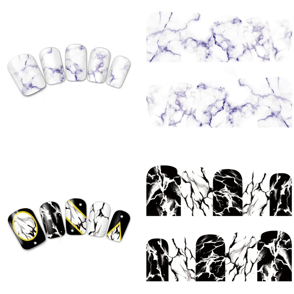 Art Water Decals Elegant Nail Sticker Transfer Girls Polish Accessories DIY Marble Series Manicure Charm Style Watermark | Красота и