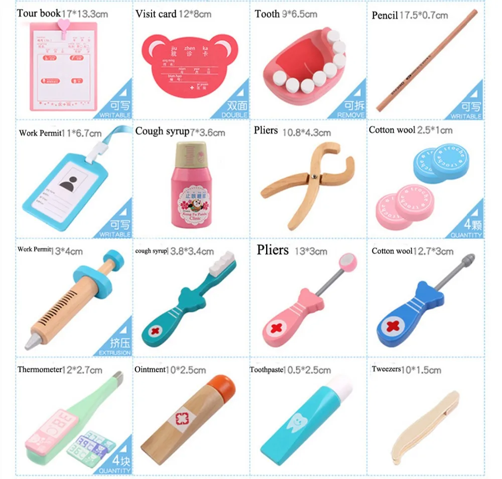 Детский деревянный набор игрушек для доктора нарядная игрушка медсестры веселая