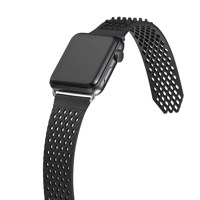 Black Для Apple Watch, версии 5/4 40 мм 44 без пряжки спортивный силиконовый ремешок петли прессованного Кнопка браслет для наручных часов iwatch серии 5/4/3, 38, 42 мм, версия - Цвет ремешка: Black