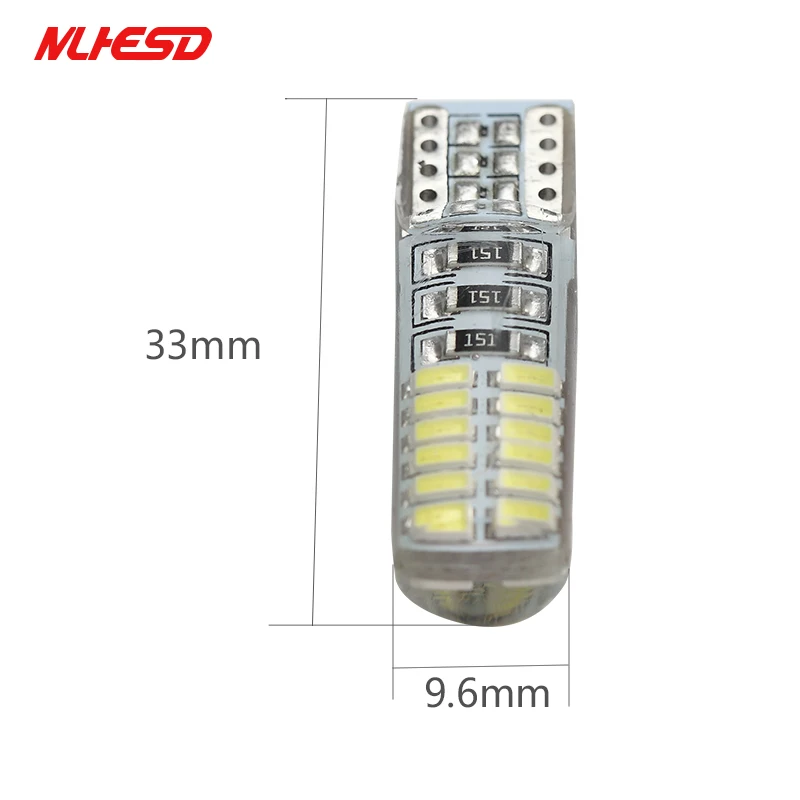 100X T10 W5W силиконовый чехол 24 SMD 3014 Светодиодный светильник для чтения автомобиля 192