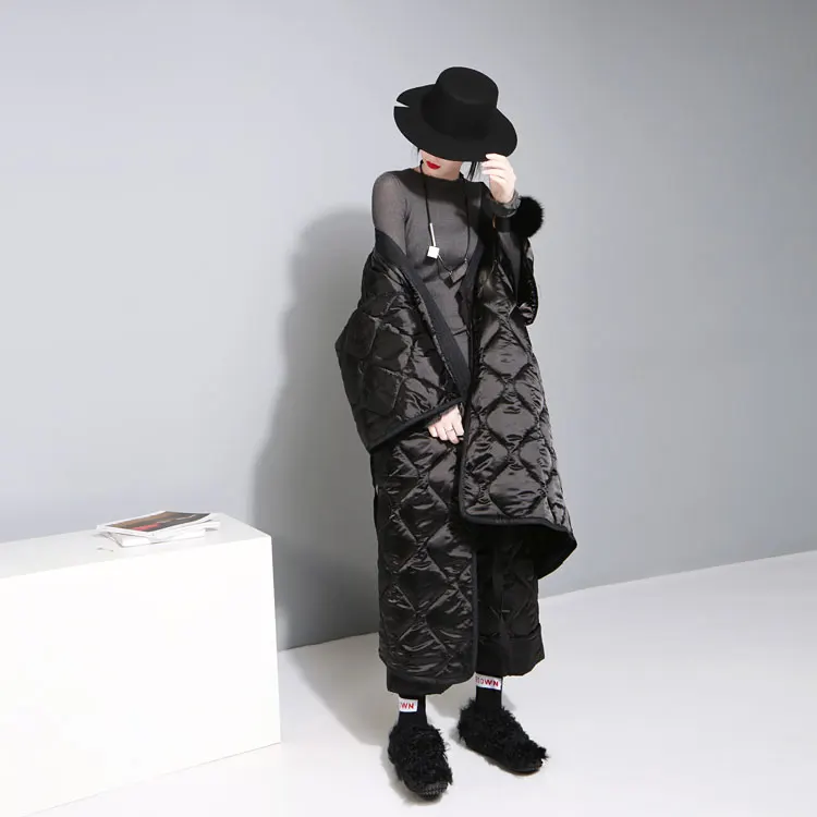 Для женщин зимнее пальто Oversize изменение Халат длинный широкий хлопок 2017 куртка