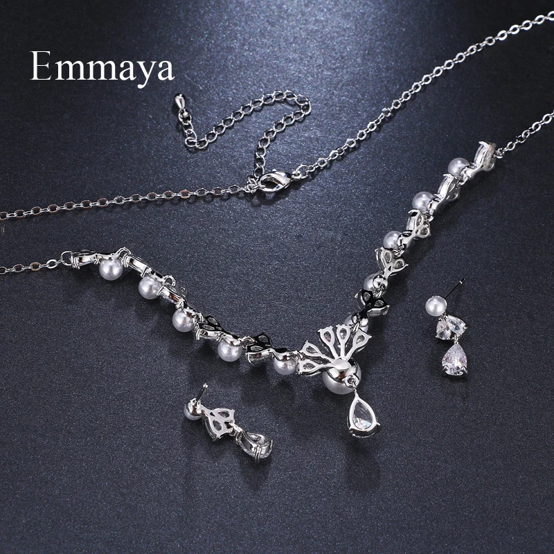 Женские серьги с фианитом Emmaya элегантные регулируемые и ожерелье из белого