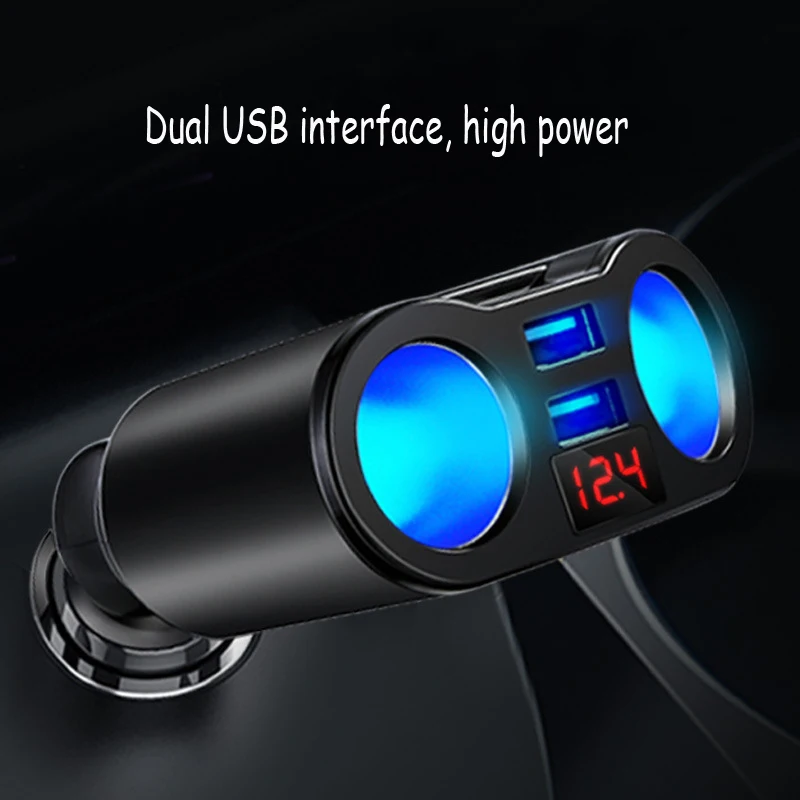 Новое 2USB автомобильное зарядное устройство с 2 прикуривателем вращением мульти