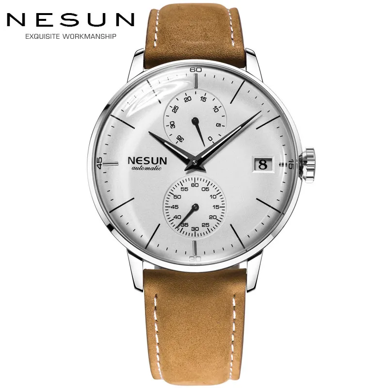 

Luxury Brand Men's Watches Nesun Automatic Mechanical Watch Men Sapphire relogio masculino Genuine Leather Strap clock N9606-1