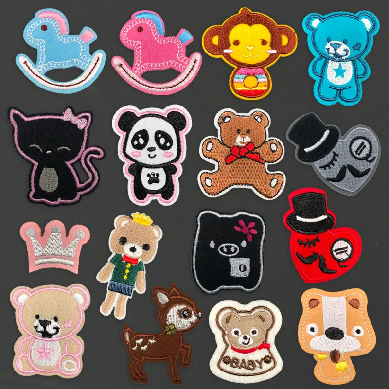 Мультяшные животные Мини Аппликация Вышивка Железо на заплатках для одежды