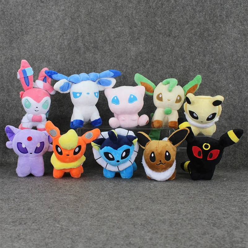 10 шт./лот Eevee Mew плюшевые игрушки Q версия Sylveon Umbreon Espeon Jolteon vaporion flarion Glaceon Leafeon мини плюшевые игрушки для детей