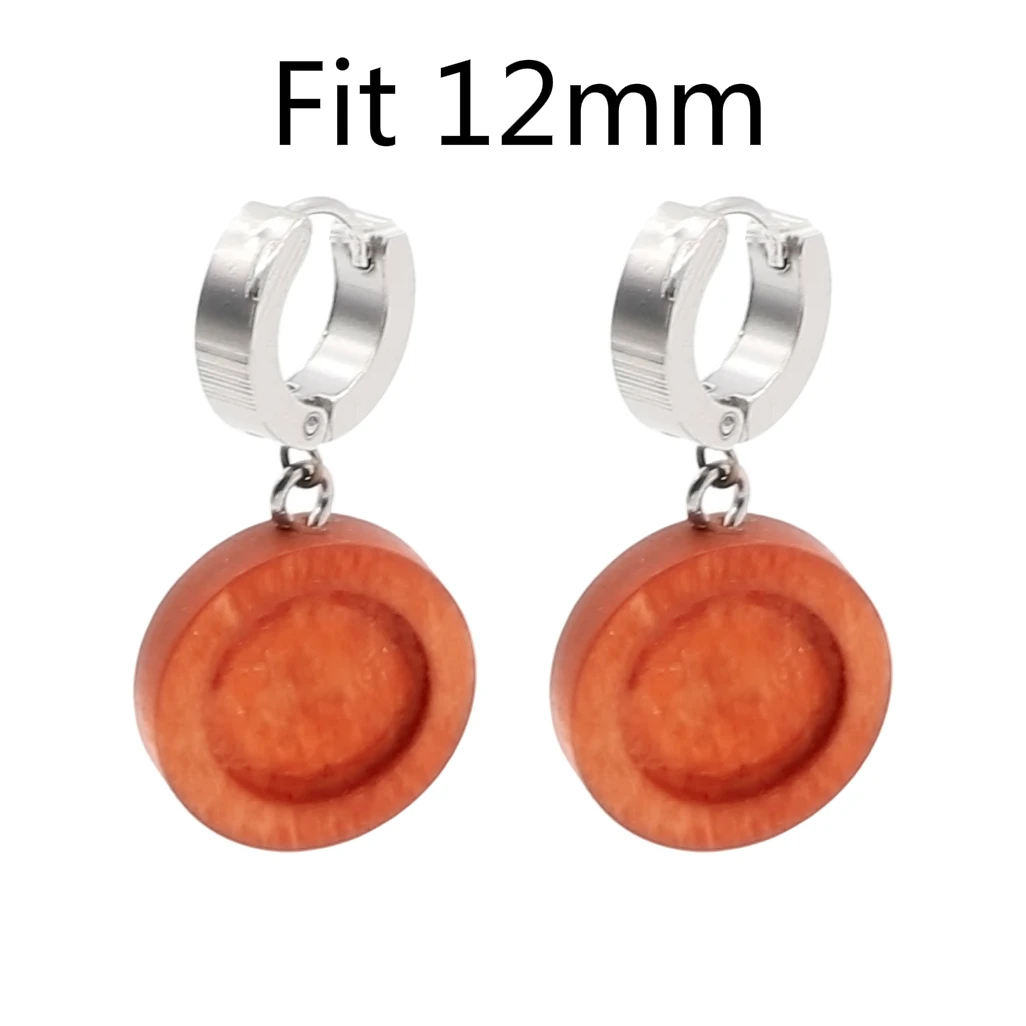 fit 12mm brown color Aiovlo 1 пара подходит 12 мм 25 мм деревянная основа для кабошона для серег пустые крючки из нержавеющей стали Diy аксессуары для изготовления сережек - Цвет: fit 12mm brown color