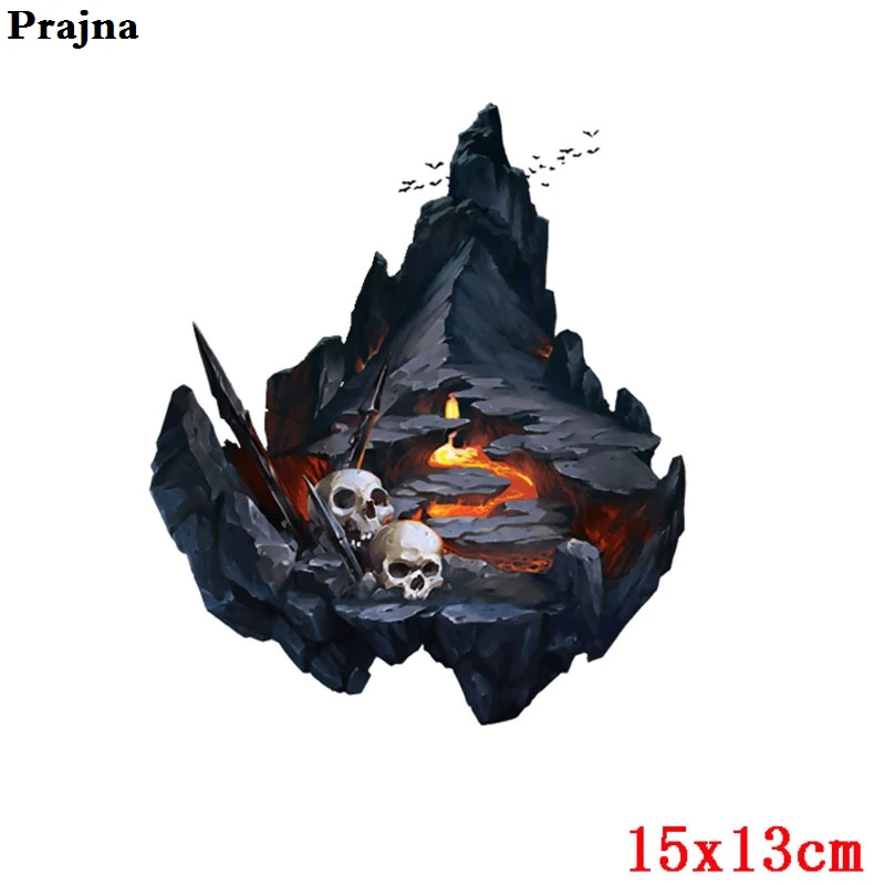 Антикварный цинк Prajna Rock Heart железные пластыри на груди крест маска термонаклейки на одежду мотоцикл одежда DIY Футболки наклейки - Цвет: Антикварный цинк