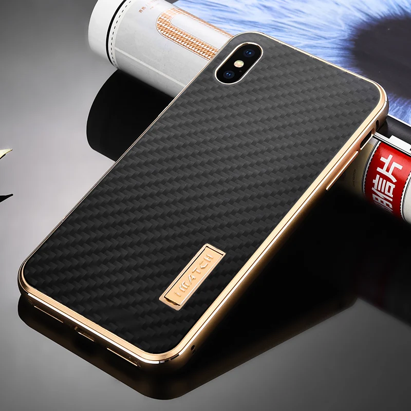

Original iMatch Real Carbon Fiber & Aluminum Metal Bumper Case For iPhone XS/ XS MAX/ X Back Cover Luxury Case For iPhone XS MAX