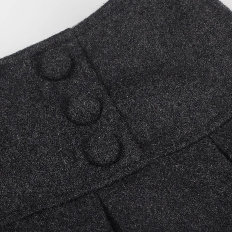 Юбка женская зимняя однотонная на молнии с закрытыми пуговицами 3 цвета|woolen