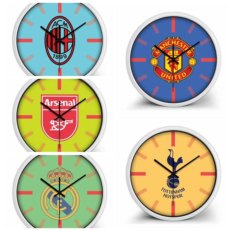Настенные часы для европейского футбольного клуба 5 стилей тема веера бесшумные