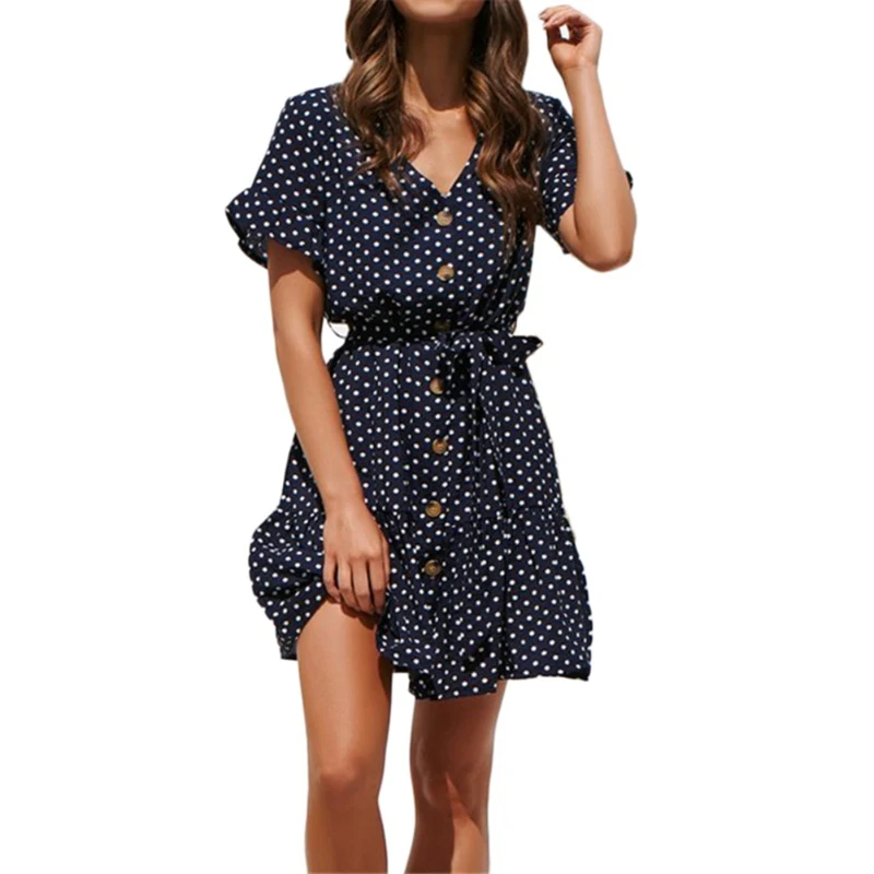 Новый женский летний сарафан в стиле бохо короткое повседневное шифоновое