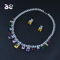 be 8 brilliant 2019 new zirconia pendant earring set big square shape classic 2pcs women jewelry set factory price s368