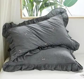 2 шт. Помытый Хлопковый чехол для подушки гофрированный вышитый шар 48x74 см