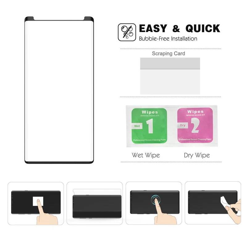 С уровнем твердости 9H Full Glue покрытие закаленное Стекло пленка для samsung Galaxy Note 8 9 S8 S9 плюс ультра тонкий с округленными изогнутыми краями защитный Экран протектор