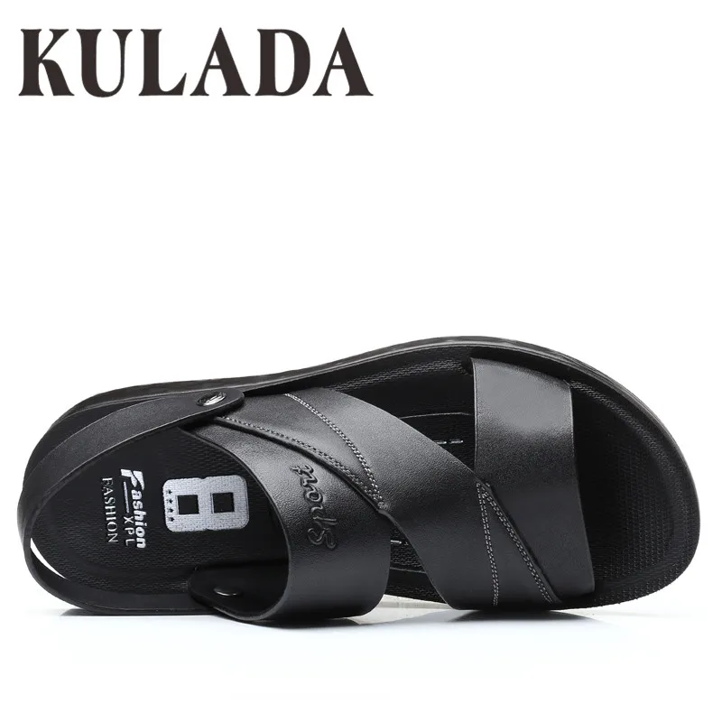 Высокое качество мужские сандалии Летняя обувь из натуральной кожи натуральный