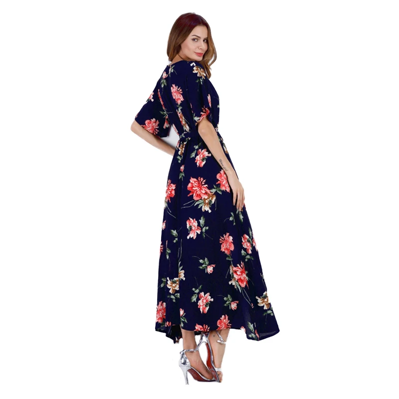 2018 цветочные платья длинные женские летние богемные с поясом цветные Новые