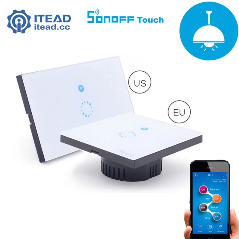 Сенсорный настенный Wi Fi выключатель Itead Sonoff роскошная стеклянная панель ЕС/США